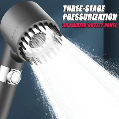 3-Mode High-Pressure Shower Head with Massage Brush – Adjustable Rain Spray