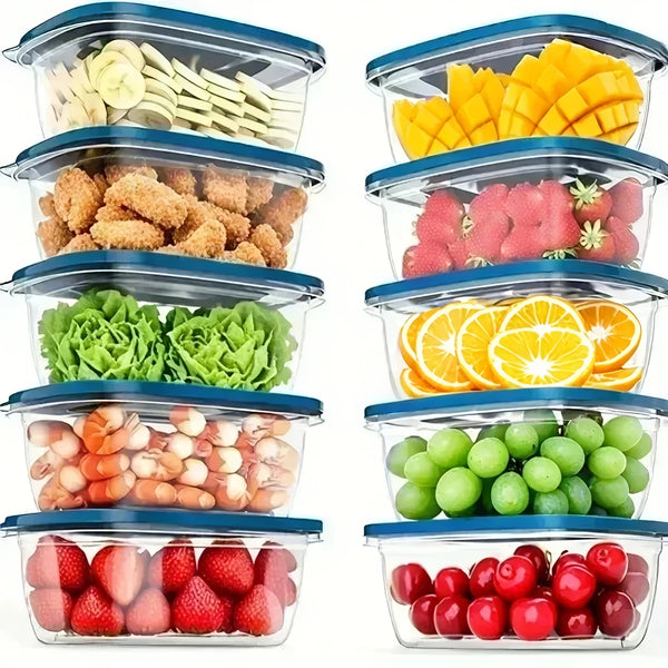 10pcs Food Storage Containers – Leak-Proof, Microwave Safe, Stackable