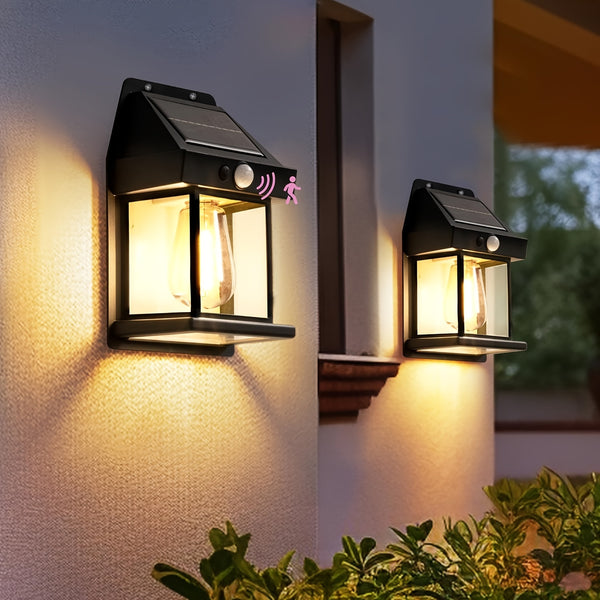 1pc exterior wall light, 2 sizes to choose from, solar courtyard light, wall light, motion sensing light, three lighting modes, ABS material, outdoor light, no wiring installation wall light, suitable for porch, courtyard, la