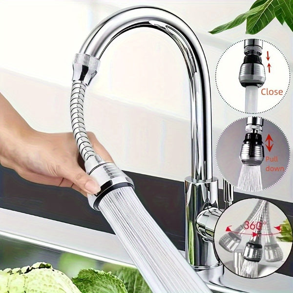 360° Rotating Kitchen Faucet Sprayer – Water-Saving Stainless Head