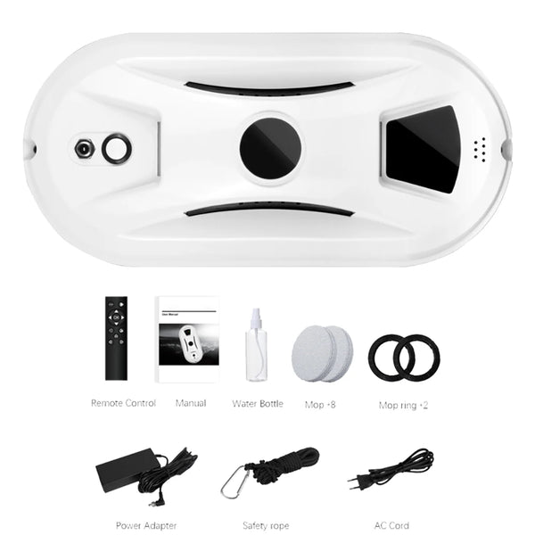 W13 Window Cleaner Robot, Automatic Cleaning with Intelligent Path Planning, Edge Detection Technology, Remote Control, White