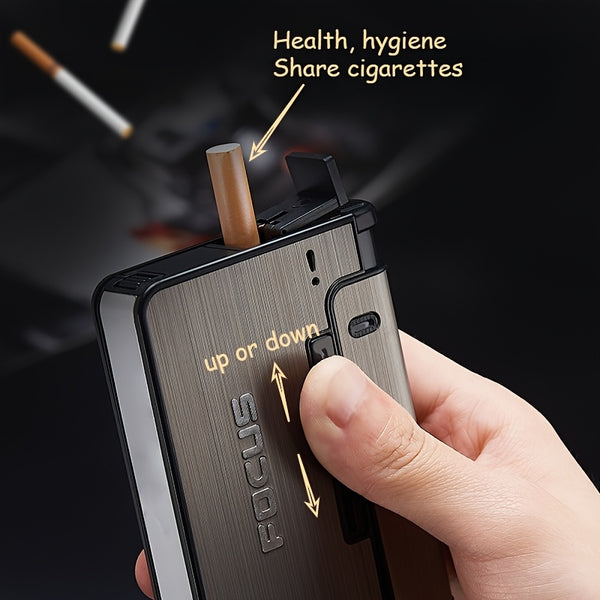 Portable Automatic Cigarette Case – 8pcs Holder with Lighter Slot