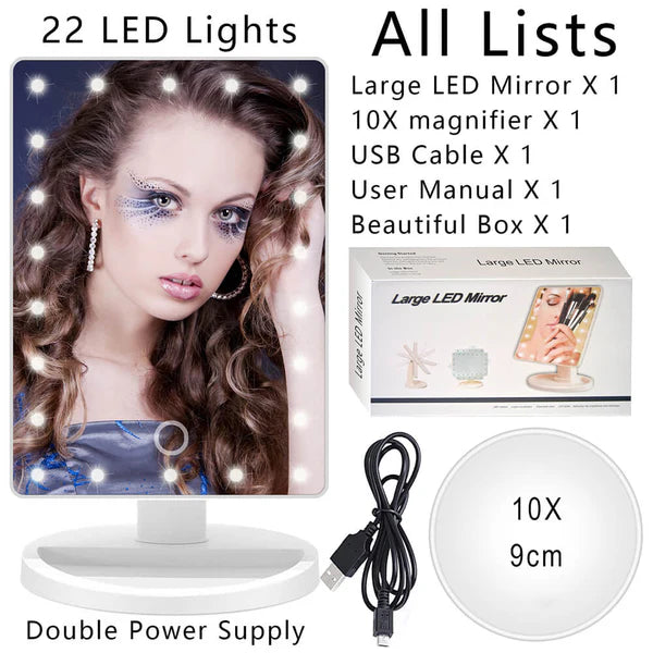 LuxeGlow Premium Large LED Vanity Mirror – Crystal Clear Reflection with Touch Controls & Adjustable Lighting